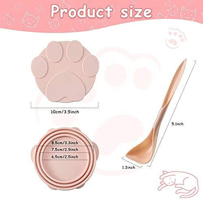 Bukela Pet Food Can Lids and Spoons Universal BPA Free Silicone Can Lids Covers for Dogs and Cat Food Tin Covers for Dog Food One Can Cap Fit Most Standard Size Canned Dog Cat Food (Pink) - Image 2